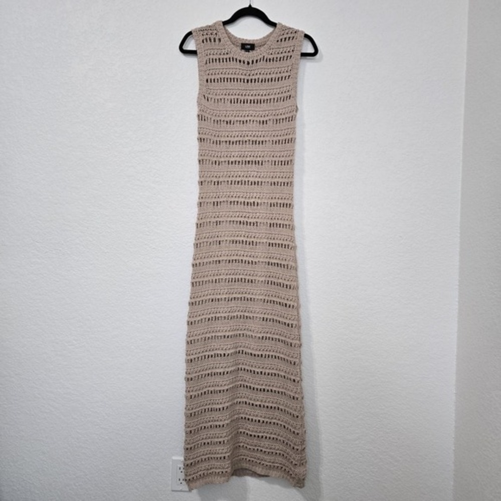 LINE‎ Beige Cotton Crochet Sleeveless Maxi Dress with Slip Size Small S/P